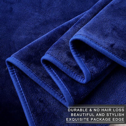 Fleece Blanket Queen Size 350GSM Lightweight Throw for The Bed Extra Soft Brush Fabric Super Warm Sofa Blanket 90" x 90"(Royal Blue Queen)