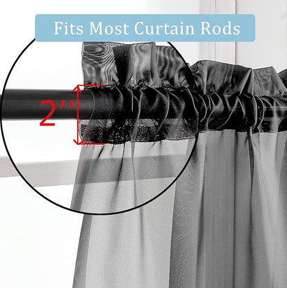 OWENIE Black Sheer Curtains, Sheer Curtains 84 inch Length 2 Panels Set, Rod Pocket Voile Fimly Sheer Drapes for Living Room/Bedroom, 2pcs, Each 42" W x 84" L, Black