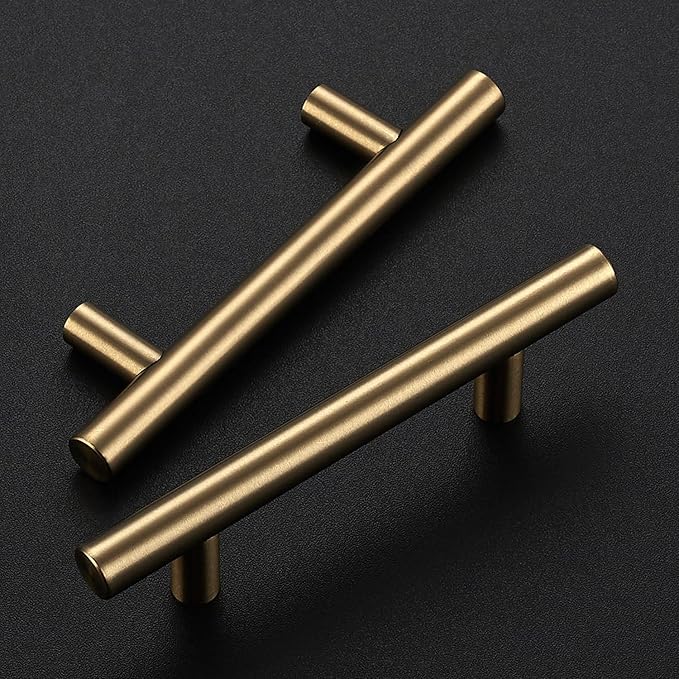 Ravinte 35 Pack 5 Inch Cabinet Pulls Champagne Bronze Stainless Steel Kitchen Drawer Pulls Cabinet Handles 5 InchLength, 3 Inch Hole Center