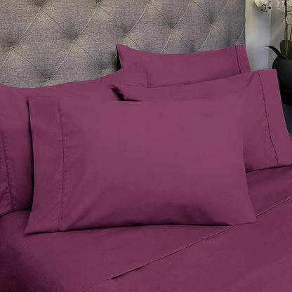 Cal King Size Bed Sheets - 6 Piece 1500 Supreme Collection Fine Brushed Microfiber Deep Pocket California King Sheet Set Bedding - 2 Extra Pillow Cases, Great Value, California King, Berry