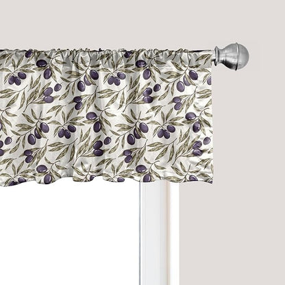 Ambesonne Olive Window Valance Pack of 2, Digitally Generated Hand Drawn Style Botanical Blossoms, Rod Pocket Curtain Valances for Kitchen Bedroom, 54" X 12", Quartz Taupe