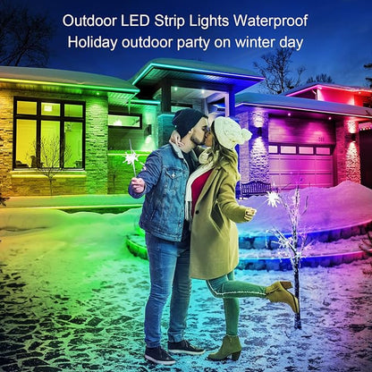300ft Outdoor LED Strip Lights Waterproof,IP68 Outside Led Light Strips Waterproof with Bluetooth App Remote Control,Music Sync RGB Exterior Led Rope Lights,for Balcony,Deck,Roof,Garden,Pool (300FT)