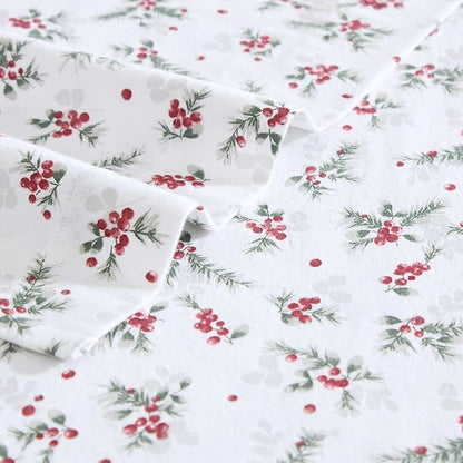 Laura Ashley - Flannel Sheets Full Size, Anti-Pilling & Wrinkle Resistant Cotton, Touchably Soft for All-Season Comfort - Bed Sheets with Matching Pillowcases & Fitted Sheet (Berry Bright Red)