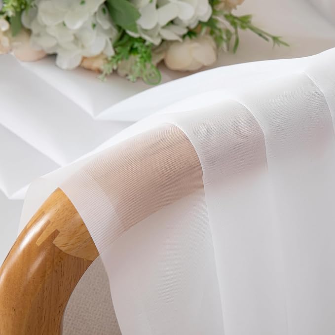 Aiyufeng 108 Inch White Sheer Window Curtains for Farmhouse, Rod Pocket Voile Window Treatment Vertical Panels for Study Room/Bedroom/Living Room, White, W40 x L108, 2 Panels