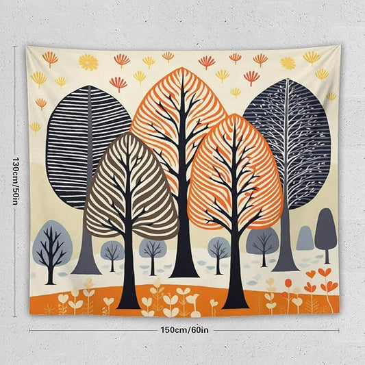 MaSiledy Shabby Chic Trees Tapastry's Wall Hanging Autumn Nature Forest Tapestries for Bedroom Landscape Tapestry Wall Hanging for Living Room Dorm 50"x60" Xmas Wall Hanging Polyester Tapestries