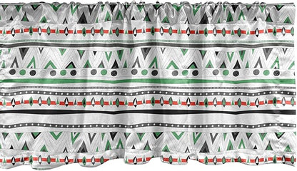 Ambesonne Tribal Window Valance, Style Traditional Aztec Pattern Old Fashioned Hippie Boho Influences, Curtain Valance for Kitchen Bedroom Decor with Rod Pocket, 54" X 18", Sea Green