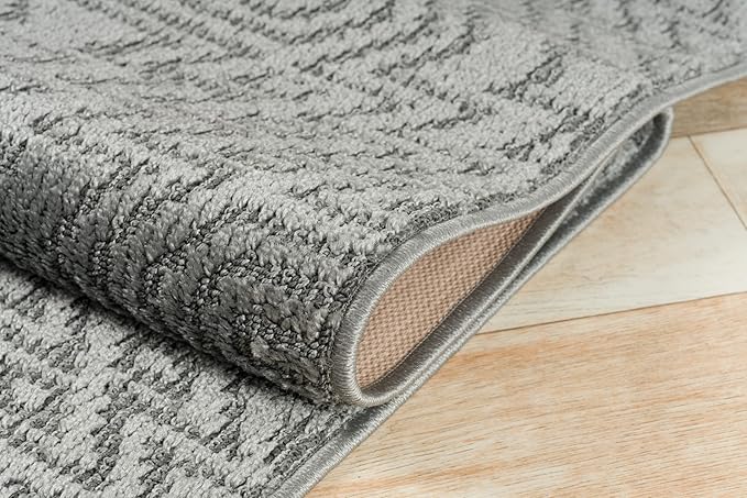 Custom Size Southwestern Style Runner Rug Mat for Wide Hallway Entryway Kitchen Laundry Room with Slip Resistant Latex Rubber Backing, Inca Grey, 31 inch X 12 feet
