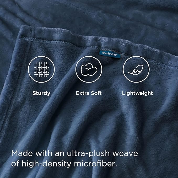 Bedsure GentleSoft Fleece Blankets Queen Size Mineral Blue - Bed Blanket Soft Lightweight Plush Fuzzy Cozy Luxury Microfiber, 90x90 inches