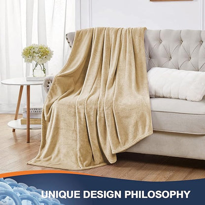Walensee Fleece Blanket Plush Throw Fuzzy Lightweight (King Size 108x90 Tan Camel/Taupe) Super Soft Microfiber Flannel Blankets for Couch, Bed, Sofa Ultra Luxurious Warm and Cozy for All Seasons