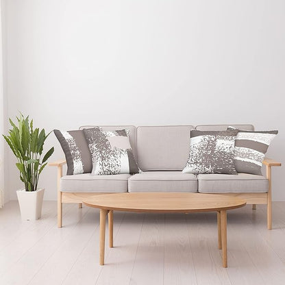 Ambesonne Grunge Throw Pillow Cushion Case Pack of 4, Abstract Design Simplistic Minimal Stripes Brushstrokes Contemporary, Modern Accent Double-Sided Digital Printing, 16", Taupe Grey and Dimgray