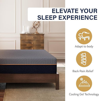 EGOHOME 12 Inch Twin Mattress,Copper Gel Cooling Memory Foam Mattress for Back Pain Relief,Therapeutic Mattress Bed in a Box, Made in USA, CertiPUR-US Certified, 38x75x12 Black