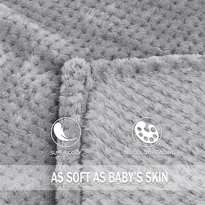 Exclusivo Mezcla Fleece Bed Blanket Twin Size, Super Soft and Warm Blankets for Couch, Sofa and Bed Waffle Textured, Cozy, Fuzzy and Lightweight (Light Grey, 90x66 Inches)