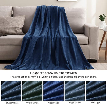 BEDELITE Fleece Blanket Twin Size Navy Blue Throw Blankets for Couch & Bed, Luxury Plush Cozy Fuzzy Blanket 60x80 inches, Super Soft Warm Lightweight Throw Blanket for Travel Camping