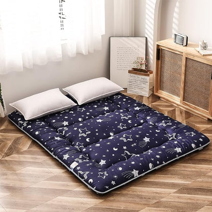 MAXYOYO Navy Star Futon Mattress Japanese Tatami Mat Foldable Bed Portable Camping Mattress Kids Sleeping Pad Floor Lounger Couch Bed, Full