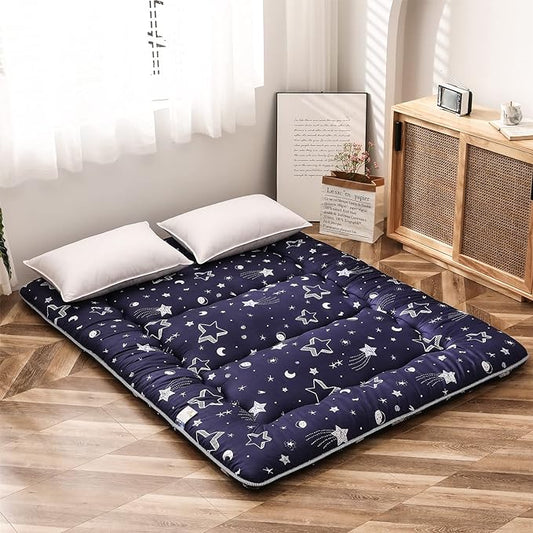 MAXYOYO Navy Star Futon Mattress Japanese Tatami Mat Foldable Bed Portable Camping Mattress Kids Sleeping Pad Floor Lounger Couch Bed, Full