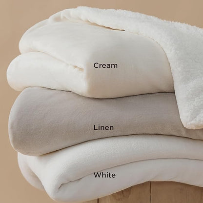Bedsure GentleSoft Sherpa Fleece Throw Blanket for Couch - Thick and Warm Throw for Women and Men, Soft Fuzzy Plush Blanket for Winter, Cream, 50x60 Inches