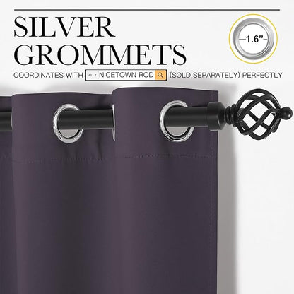 NICETOWN Greyish Purple Blackout Curtains 68 inches Length for Living Room, 2 Panels, 55" Wide, Thermal Insulated Decoration Drapes for Bedroom Window