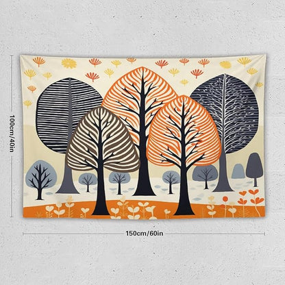 MaSiledy Tapestry Shabby Chic Trees Tapestry for Bedroom Aesthetic Rustic Autumn Tapestry As Wall Art Wall Hanging for Bedroom Landscape 40"x60" Holiday Scene Banner for Winter Christmas Party