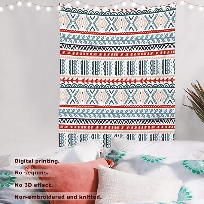Batmerry Beige Abstract Stripe Tapestry, Wall Art Hanging Decoration Polyester Fiber White Ruffled Around for Dorm Room Bedroom Living Room, 82.7x59.1 inches