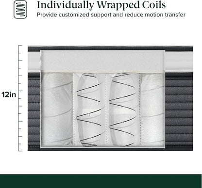 ZINUS 12 Inch True Support Hybrid Mattress [New Version], King, Fiberglass Free, Medium Feel, Motion Isolation, Certified Safe Foams & Fabric, Mattress in A Box