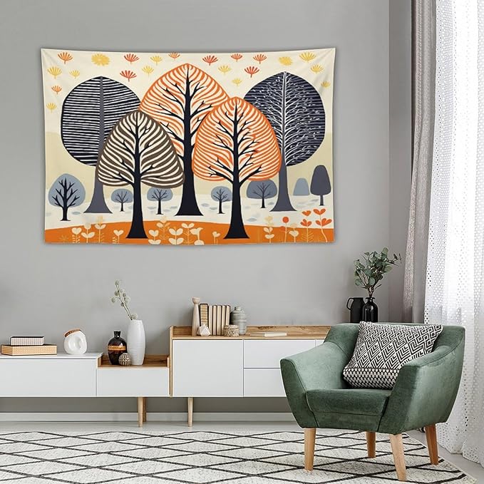 MaSiledy Tapestry Shabby Chic Trees Aesthetic Bedroom Tapestries Fall Autumn Tree Tapastry's Wall Hanging Wall Hanging for Living Room Dorm Landscape 60"x90" Xmas Wall Hanging Polyester Tapestries