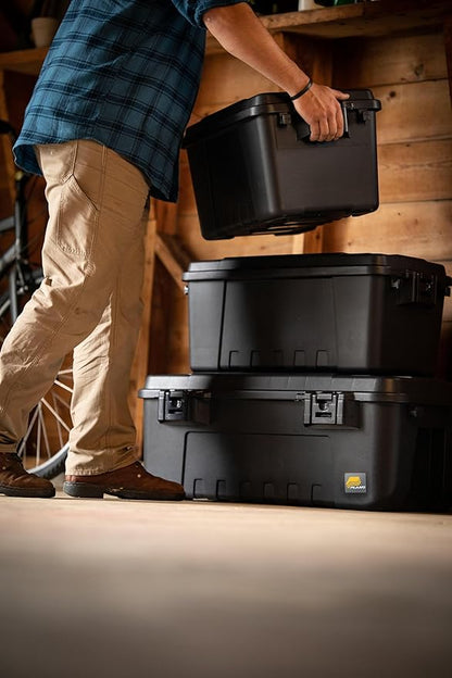 Plano Sportsman Trunk with Wheels, Black, 108-Quart, Lockable Storage Box, Rolling Sportsman Trunk, Hunting Gear and Ammunition Bin, Heavy-Duty Containers for Camping, Large