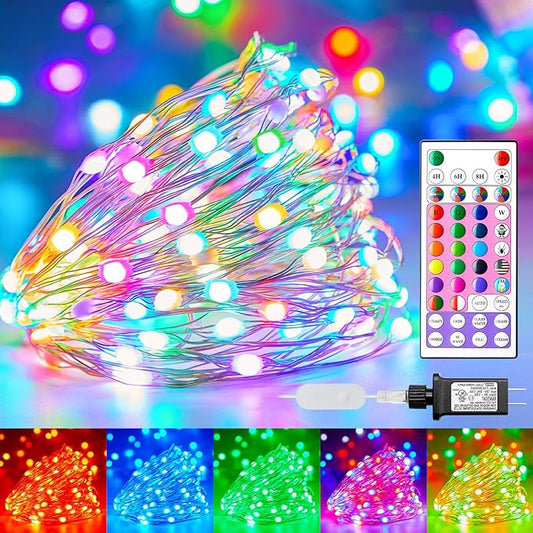 Brightown Fairy Lights Color Changing - 22 Color 66FT 200 LED Plug in String Lights with Remote, Halloween String Lights Indoor with 12 Modes, Christmas Fairy Lights for Bedroom Classroom
