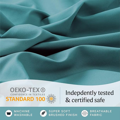 LuxClub 4 PC King Sheet Set, Breathable Luxury Bed Sheets, Deep Pockets Wrinkle Free Cooling Bed Sheets Machine Washable Hotel Bedding Silky Soft - Teal King