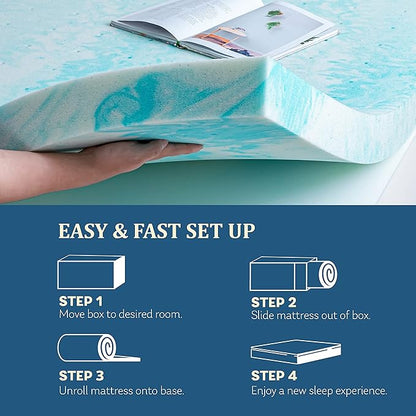 EGO Topper 4 Inch Cal King Memory Foam Mattress Topper, Cooling Gel Foam Mattress Topper for Pressure Relief, Ventilated Design Bed Topper in a Box, CertiPUR-US Certified, 74"x82", California King