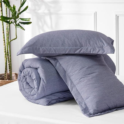 Bedsure Full Comforter Set - Denim Grey Soft Bedding for All Seasons, Cationic Dyed Bed Set, 3 Pieces, 1 Full Size Comforter (82"x86") and 2 Pillow Shams (20"x26"+2")