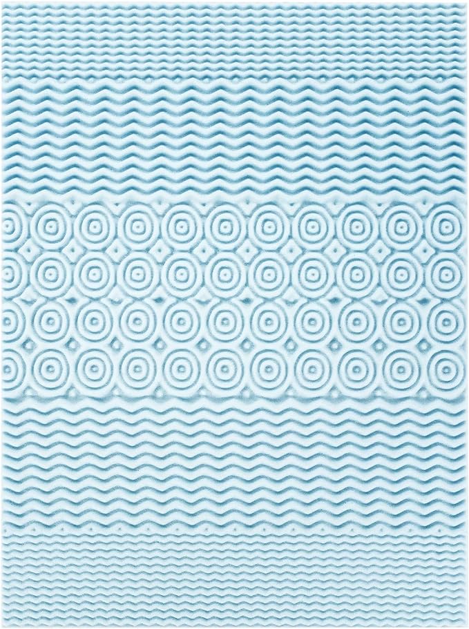 Mellow 4 Inch 5-Zone Memory Foam Mattress Topper, Cooling Gel Infusion, Dorm Essentials, Full Blue