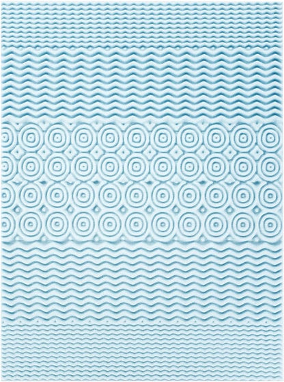 Mellow 4 Inch 5-Zone Memory Foam Mattress Topper, Cooling Gel Infusion, Dorm Essentials, Full Blue