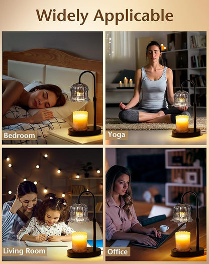 Flower Candle Warmer Lamp with Timer - Lotus Light Electric Wickless Warming Height Adjustable Dimmable No Flame Heat Warm Melt Wax Scented Floral Table Lights Elegant Tulip Modern Home Decor