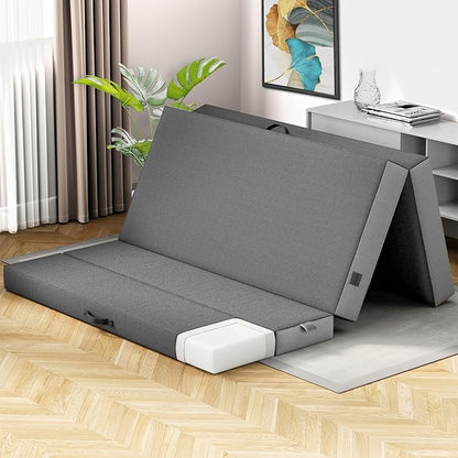 Cozzzi Folding Mattress Full Size for Floor and Traveling with Removable Cover - Lightweight and Portable Folding Mattress for Adults & Kids - Compact and Easy to Storage (75in x 54in x 4in)