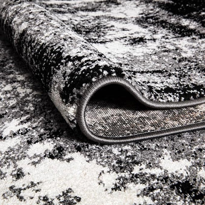 Keen Home Design Area Runner Rugs - 2x8 Non-Shedding, Abstract Runner for Kitchen, Living Room, Bedroom, Dining Room, Entryway - Size: 2'8" x 7'7", Abstract Black