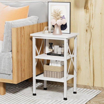 VECELO Modern Nightstands X-Design Side End Table Night Stand with Storage Shelf for Bedroom,Living Room