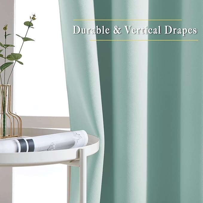 NICETOWN Blackout Curtains for Bedroom - Window Treatment Energy Saving Thermal Insulated Solid Grommet Blackout Drapes for Living Room (Aqua Blue, 1 Pair, 66 by 84-Inch)