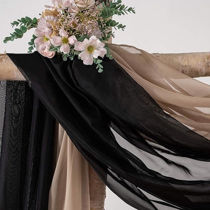 MIULEE Luxury Sheer Voile Elegant Topper Long Window Valance Solid Window Treatment Swags Drapes for Window Ceremony Wedding Canopy Bed 54" x 216" Black 1 Piece