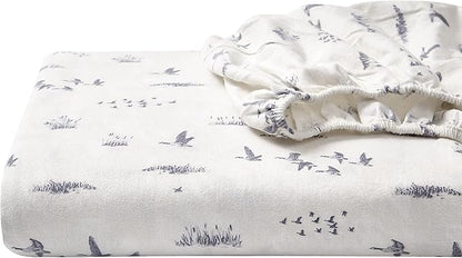 Eddie Bauer - King Sheet Set, Warm Breathable Cotton Flannel Bedding with Deep Pockets, Brushed for Extra Softness, Cozy Home Decor, Oeko-Tex Certified (Geese Meadows, King)