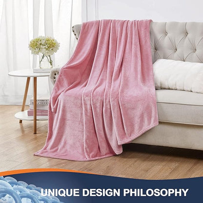 Walensee Fleece Blanket Plush Throw Fuzzy Lightweight (Throw Size 50x60 Blush) Super Soft Microfiber Flannel Blankets for Couch, Bed, Sofa Ultra Luxurious Warm and Cozy for All Seasons