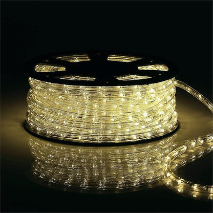 100Ft Warm White LED Rope Lights, 110v Waterproof Indoor/Outdoor String Lights, Cuttable, 1080 LEDs Rope Lights for Outside, Garden, Patio, Deck, Halloween and Christmas Decorations