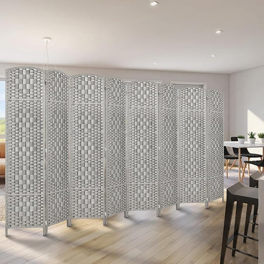 Rose Home Fashion 6 ft Tall Room Divider, Room Dividers and Folding Privacy Screens, 15.7in Privacy Screen 8 Panel Partition Temporary Wall Separation for Private, Stone Grey
