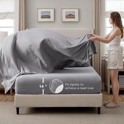 Bedsure Full Comforter Set Grey - Bed in a Bag Full Size Bedding Set 7 Pieces, GentleSoft™ Pintuck Bed Set Gift for Family, Pinch Pleat Grey Comforter with Sheets, Pillowcases & Shams