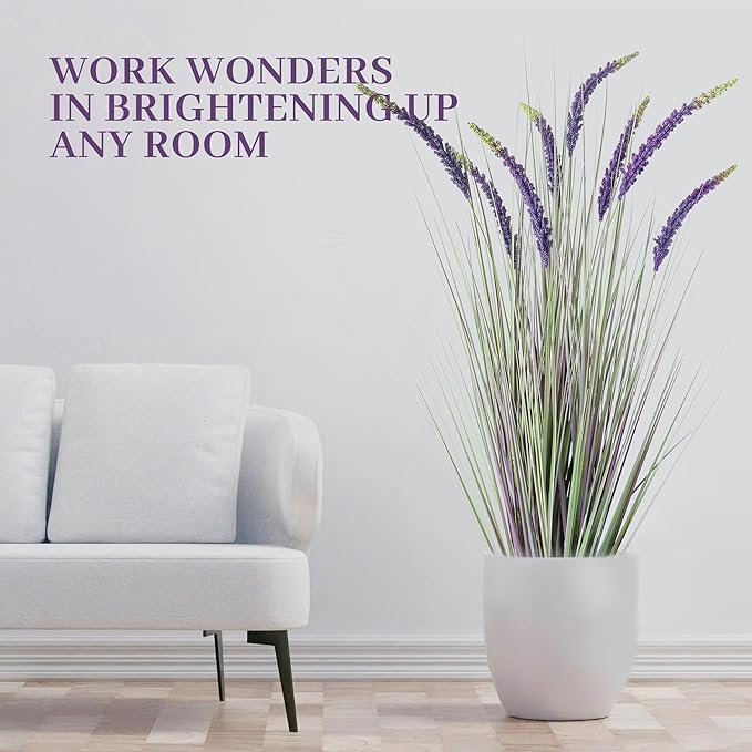 KOL 59in Artificial Veronica Spiked Speedwell Grass, 5ft Faux Veronica Spicata Flower, Tall Fake Reed Grass for Home Office Garden Wedding Décor, Indoor Outdoor Fake Plant, UV-Resistant, Purple