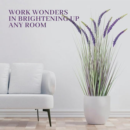 KOL 59in Artificial Veronica Spiked Speedwell Grass, 5ft Faux Veronica Spicata Flower, Tall Fake Reed Grass for Home Office Garden Wedding Décor, Indoor Outdoor Fake Plant, UV-Resistant, Purple