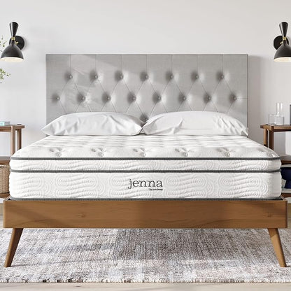 Modway Jenna 10” Innerspring and Memory Foam California King Mattress With Individually Encased Coils, White