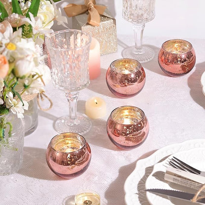LAMORGIFT 36 Pcs Rose Gold Votive Candle Holders- Rose Gold Party Decorations for Wedding, Bridal Shower Decorations, Engagement, Sweet 16 Birthday Party Table Centerpieces, Mother's Day Decoration