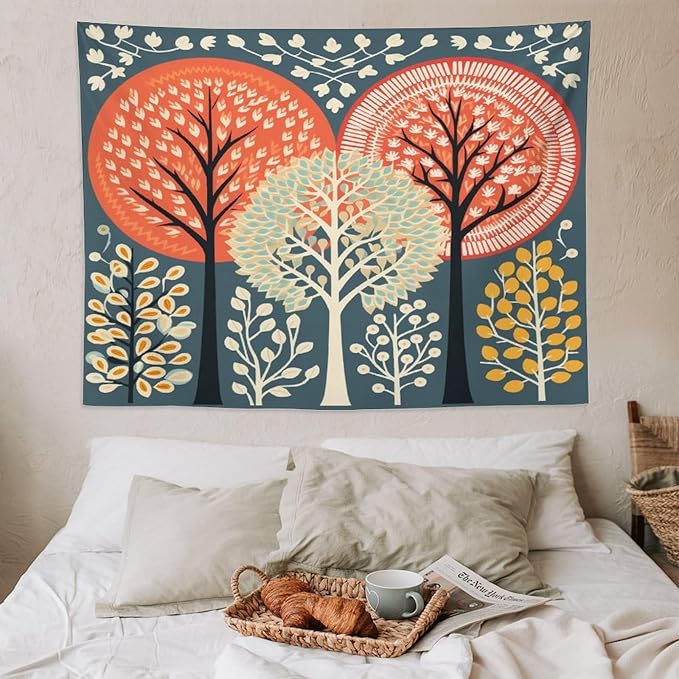 Shabby Chic Trees Tapestries Fall Autumn Tree Tapestries for Bedroom Landscape Tapestry Wall Hanging Decor Tapestry for Bedroom Aesthetic Alt Room 60"x80" Tapestries Winter Snowflake Decorative