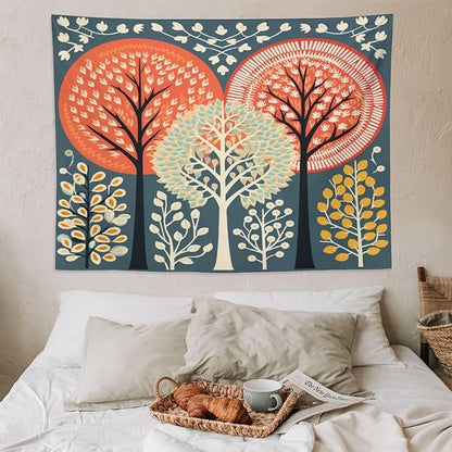 Shabby Chic Trees Tapestries Fall Autumn Tree Tapestries for Bedroom Landscape Tapestry Wall Hanging Decor Tapestry for Bedroom Aesthetic Alt Room 60"x80" Tapestries Winter Snowflake Decorative