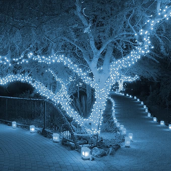 Dazzle Bright 66FT 200 LED Christmas Lights, Christmas String Lights Plug in with 8 Modes, Waterproof Christmas Decorations for Xmas Indoor Outdoor Party Home Tree Decor, White